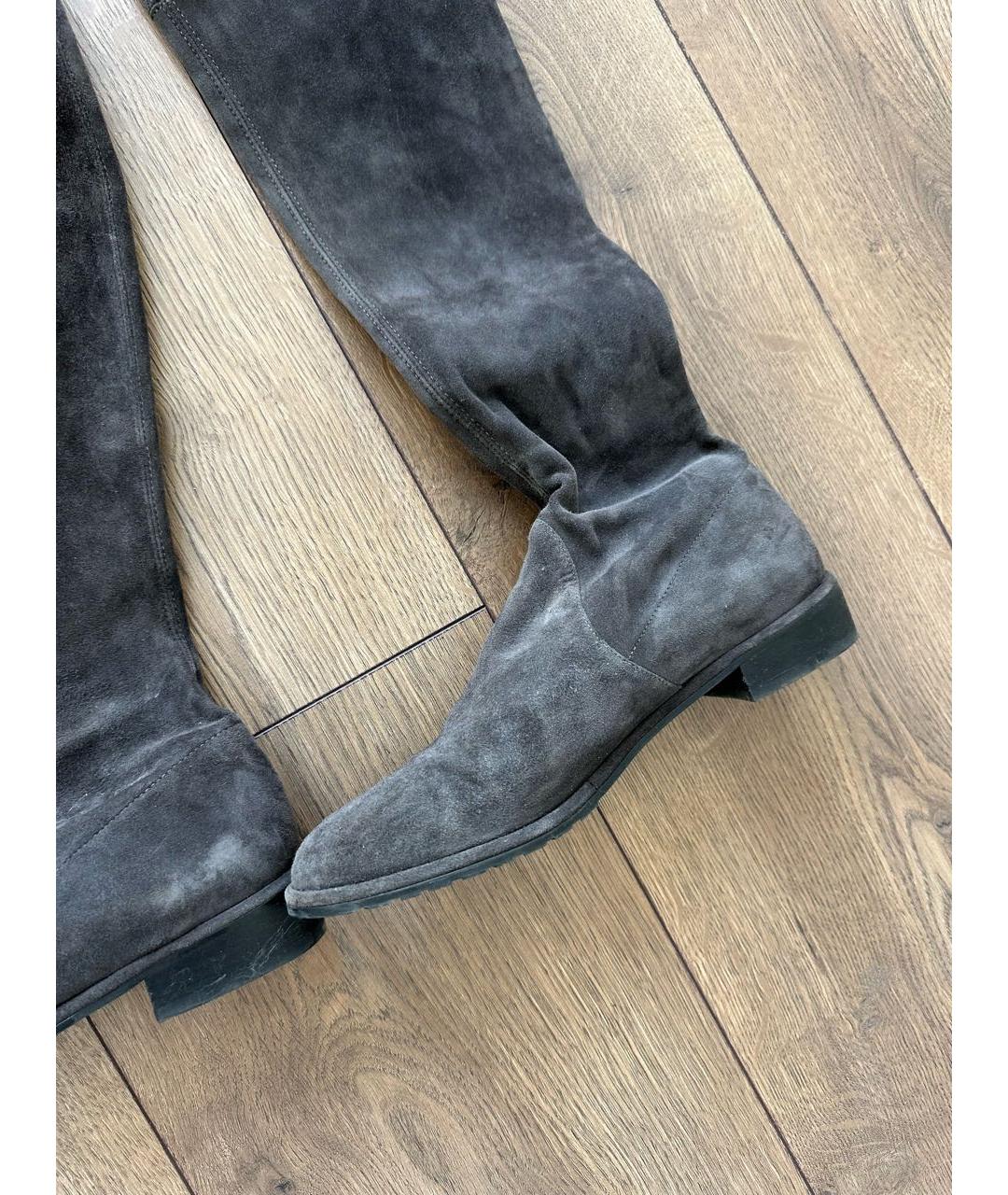 STUART WEITZMAN Антрацитовые замшевые сапоги, фото 3