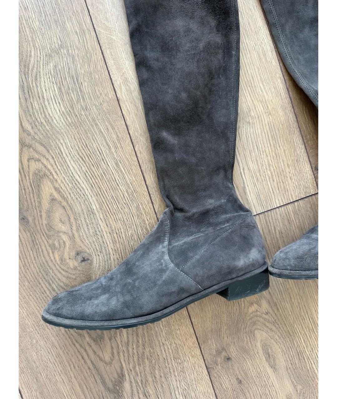 STUART WEITZMAN Антрацитовые замшевые сапоги, фото 2