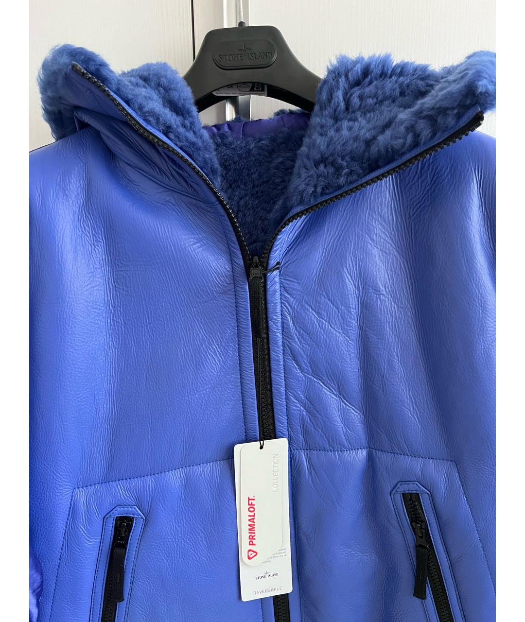 STONE ISLAND Синяя кожаная дубленка/шуба, фото 3