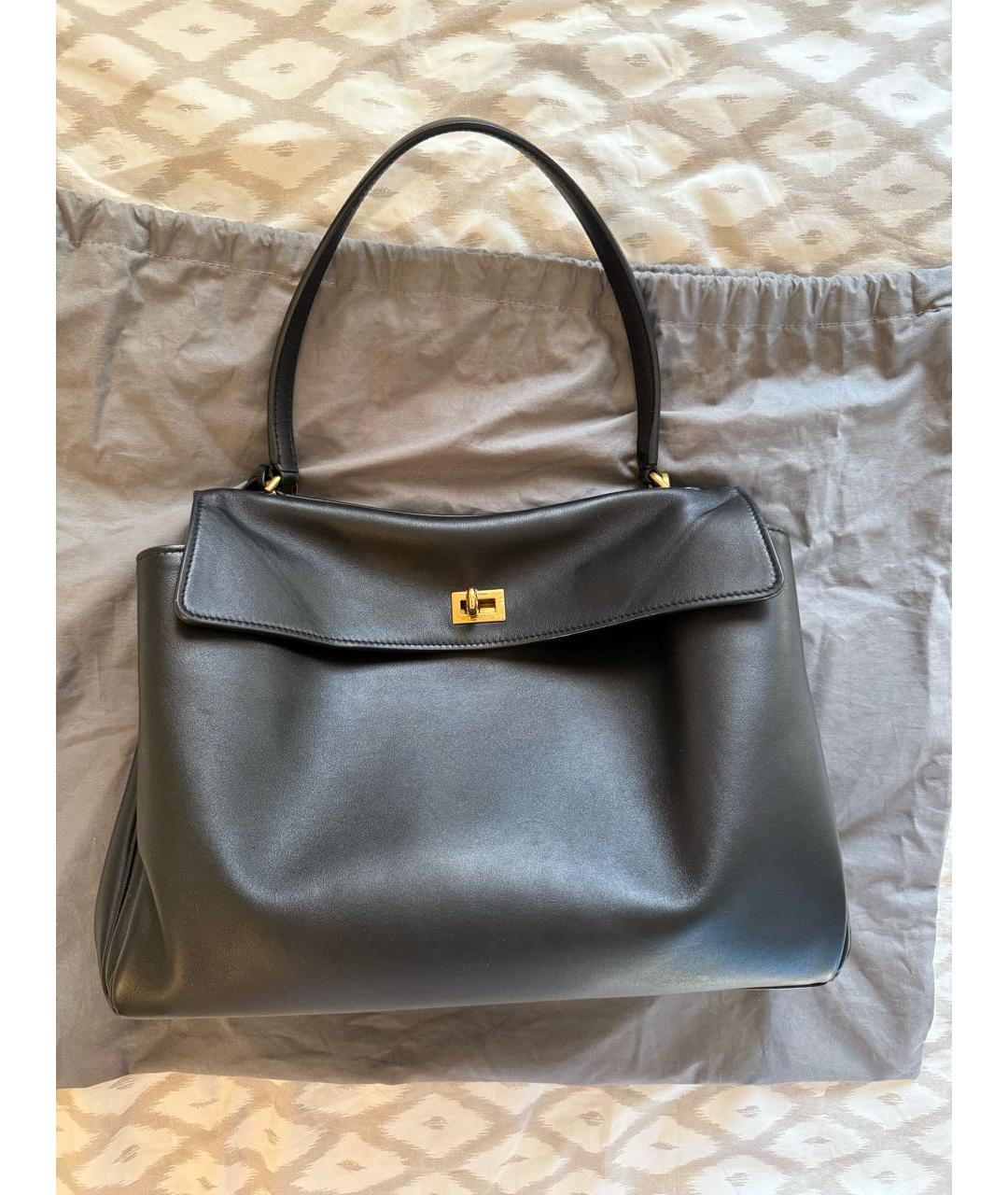 BALENCIAGA Черная кожаная сумка тоут, фото 3