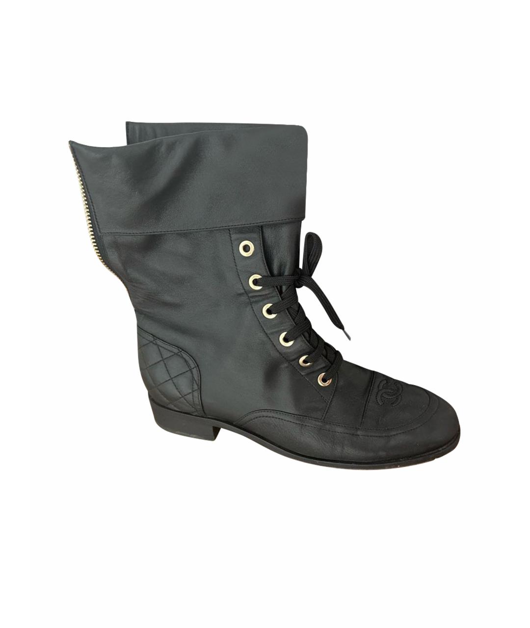 CHANEL Черные кожаные полусапоги, фото 1