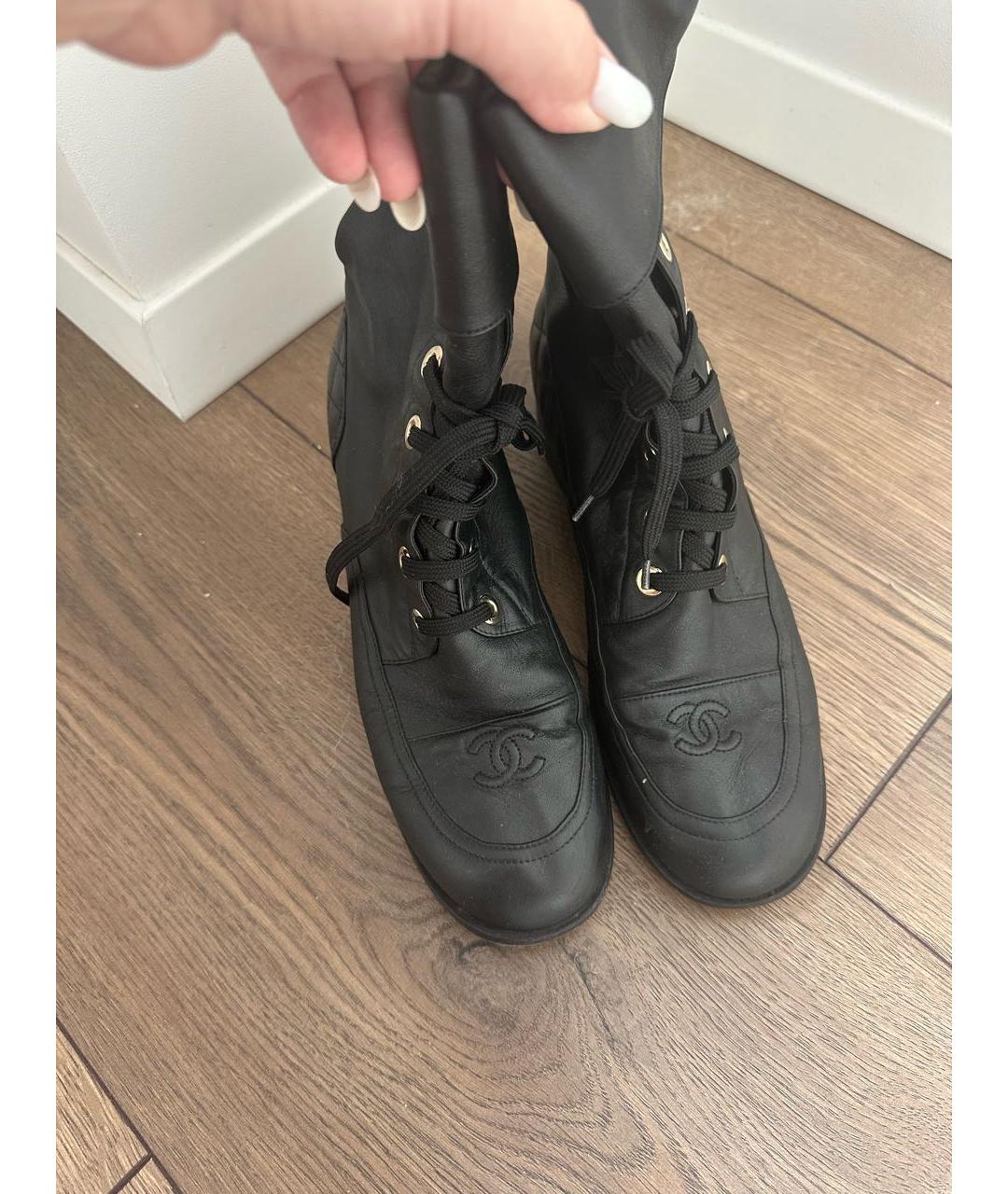 CHANEL Черные кожаные полусапоги, фото 3
