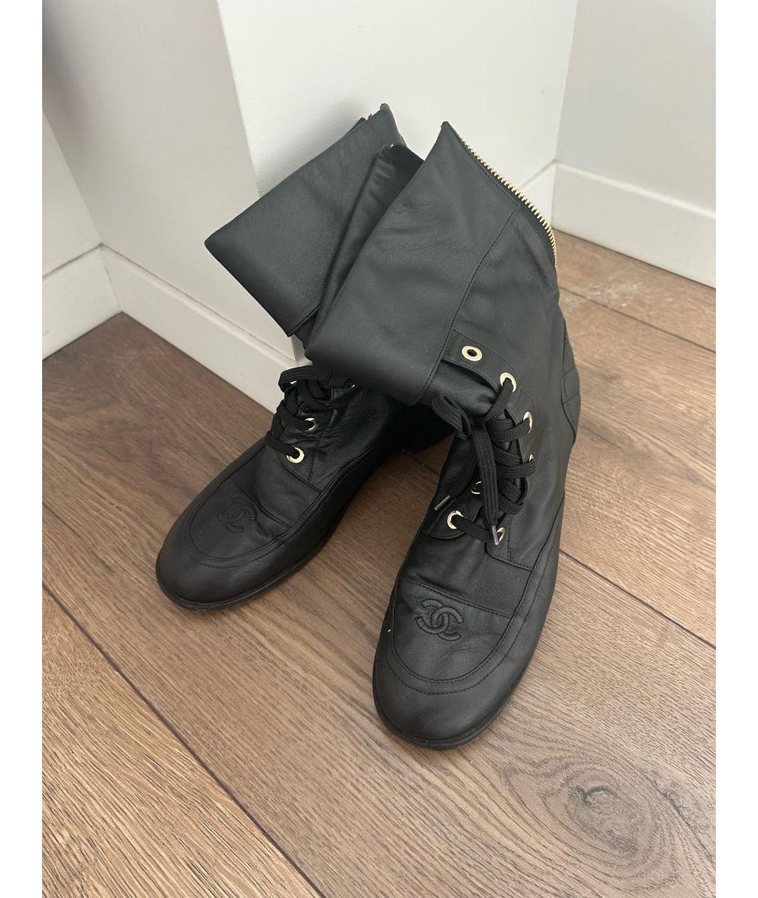 CHANEL Черные кожаные полусапоги, фото 2