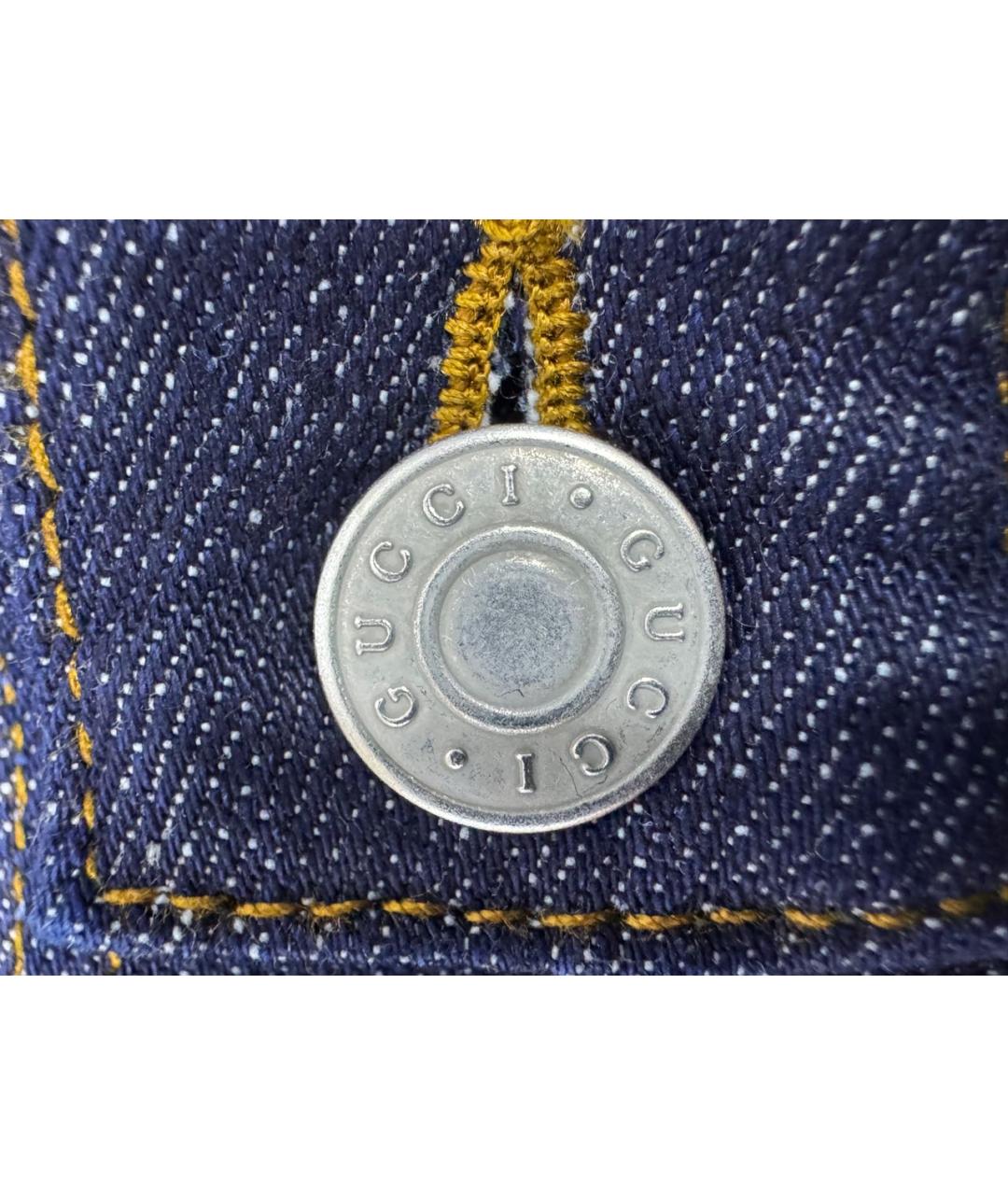 GUCCI Темно-синие хлопковые прямые джинсы, фото 6
