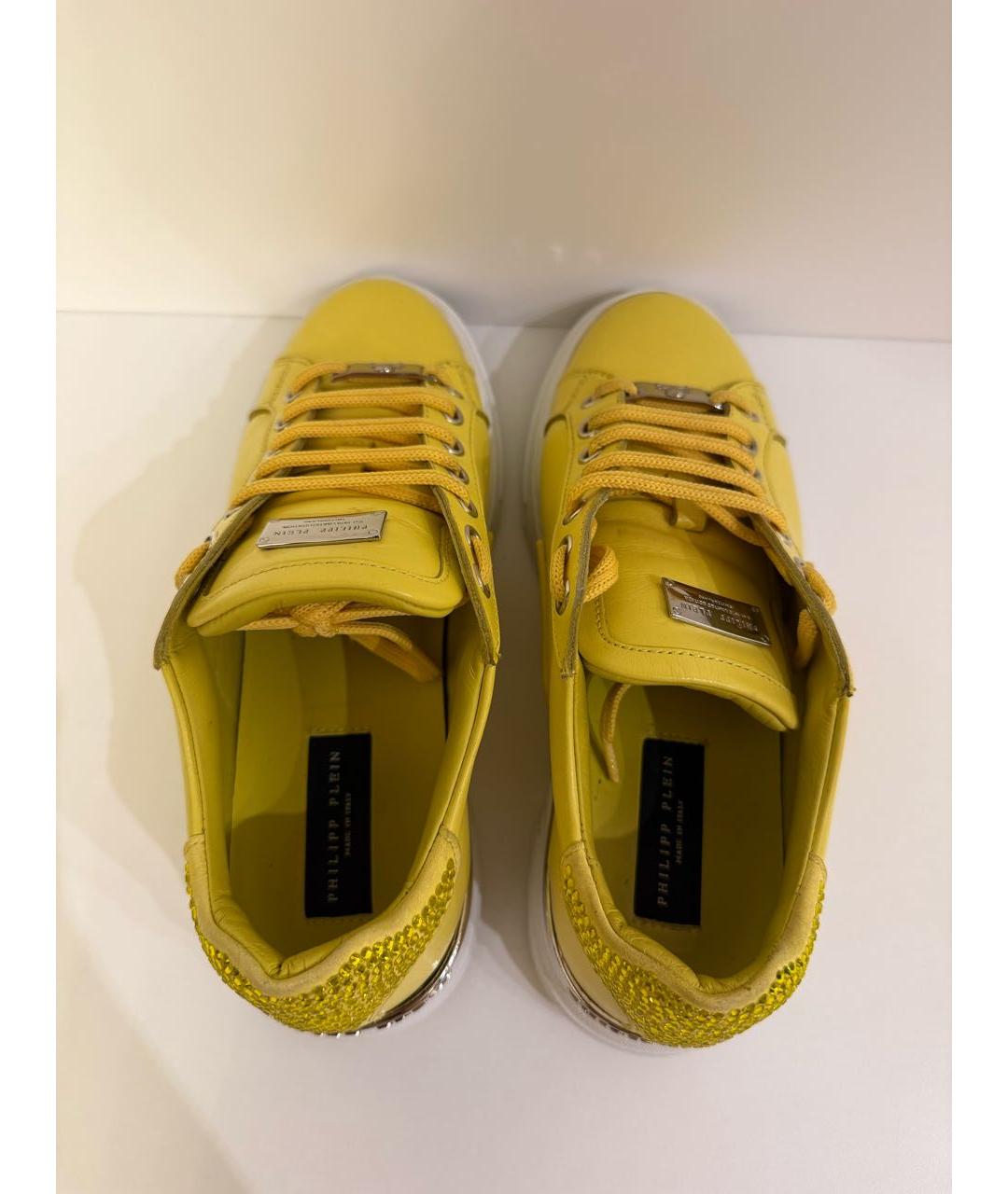PHILIPP PLEIN Желтые кожаные кеды, фото 3