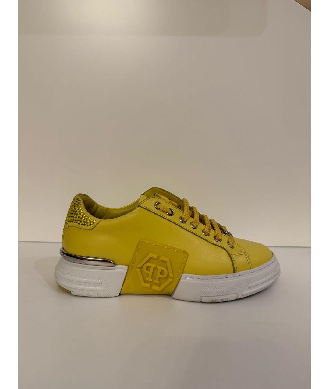 PHILIPP PLEIN Желтые кожаные кеды, фото 5