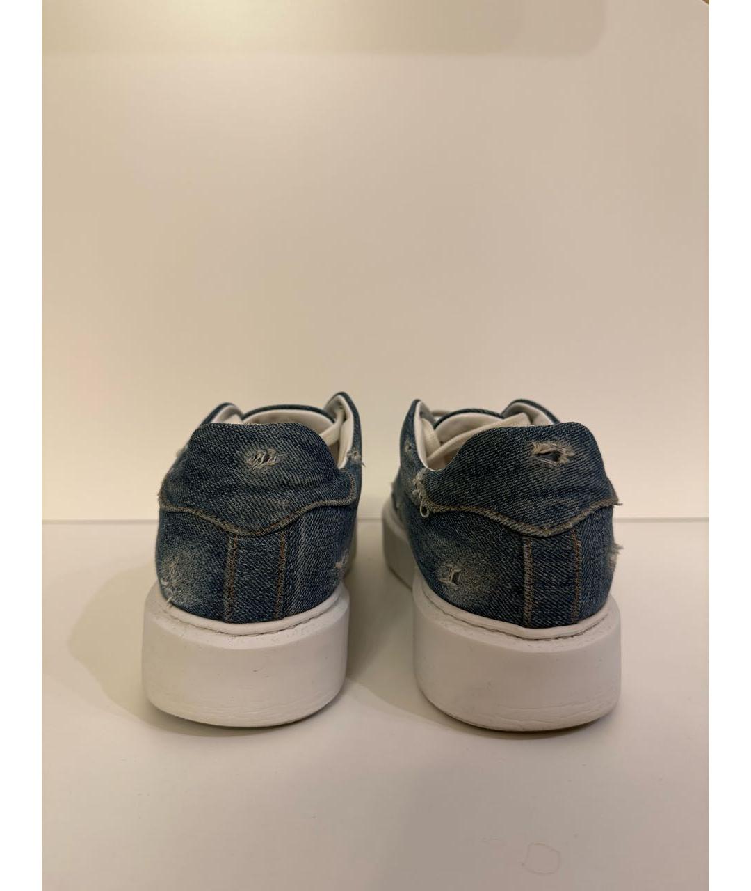PHILIPP PLEIN Синие текстильные кеды, фото 4