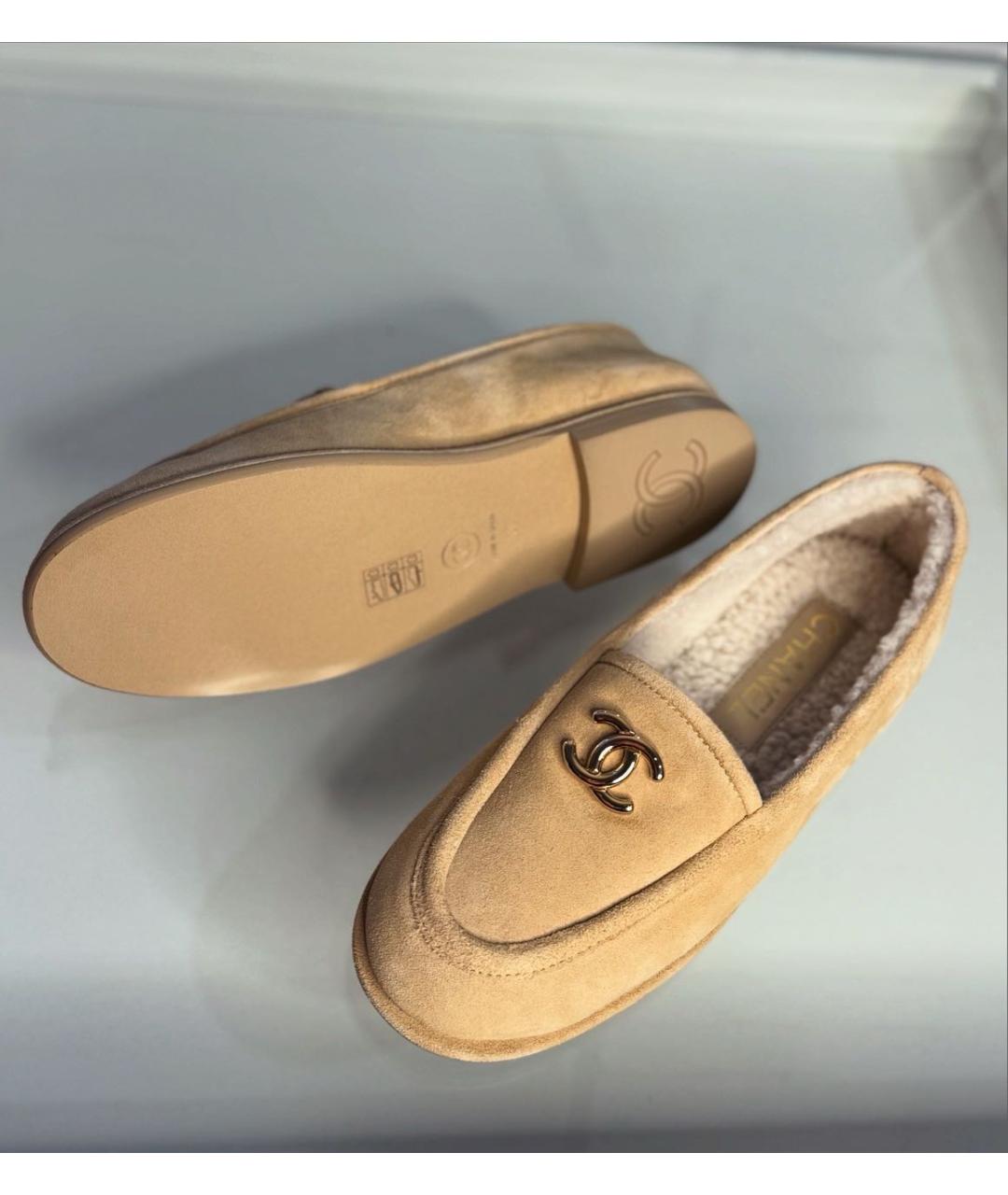CHANEL Бежевые замшевые балетки, фото 3