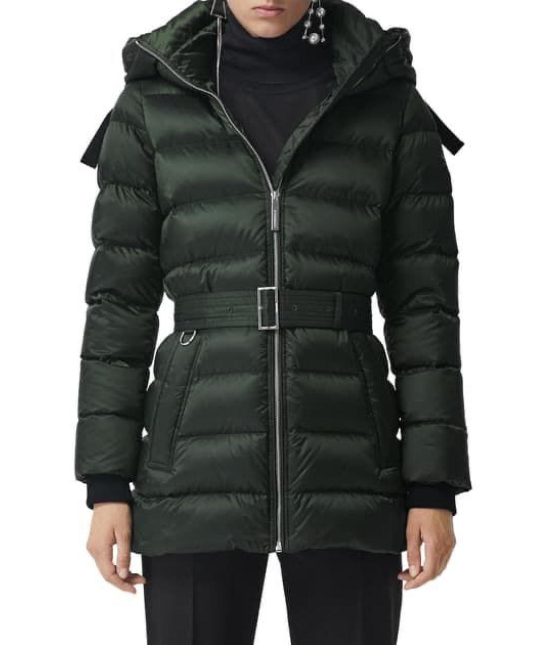 BURBERRY Зеленый полиуретановый пуховик, фото 3