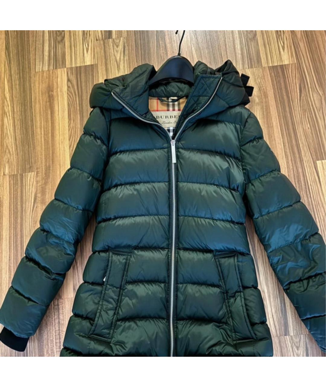 BURBERRY Зеленый полиуретановый пуховик, фото 4