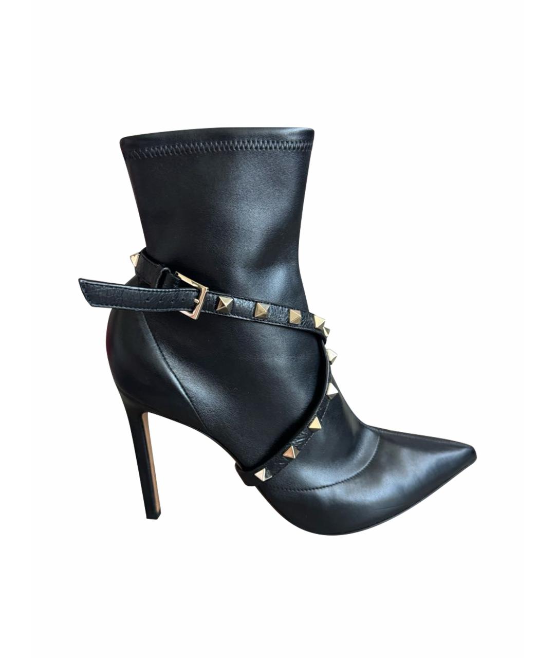 VALENTINO Черные кожаные ботильоны, фото 1