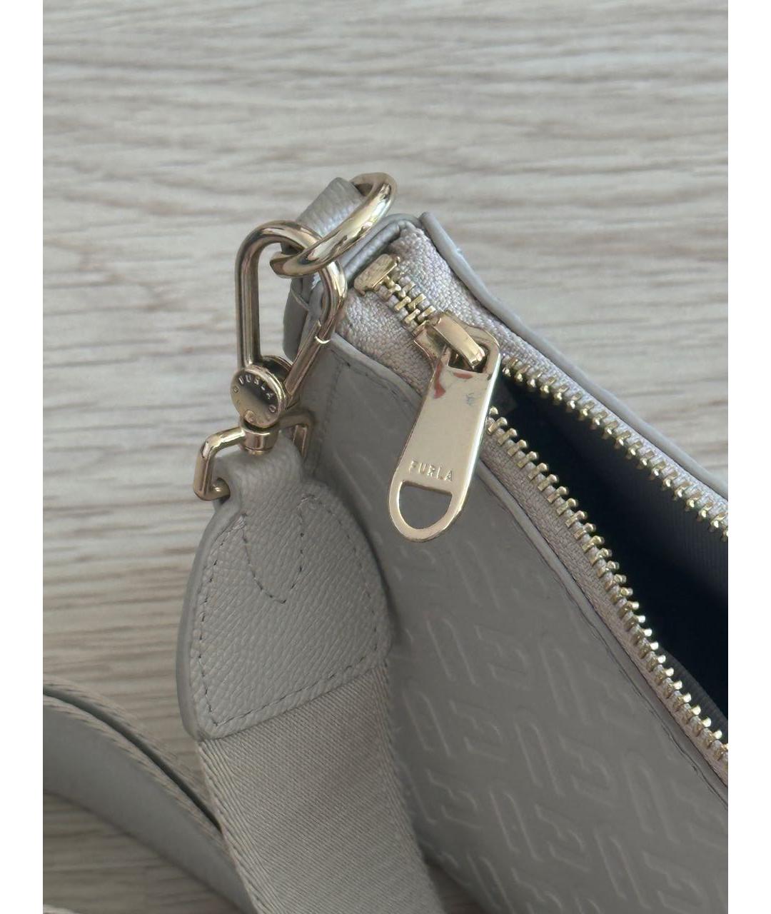 FURLA Бежевая кожаная сумка через плечо, фото 6