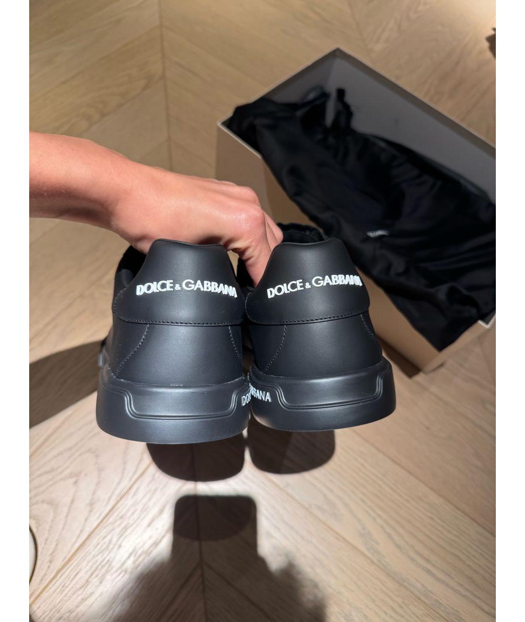 DOLCE&GABBANA Черные кожаные низкие кроссовки / кеды, фото 3