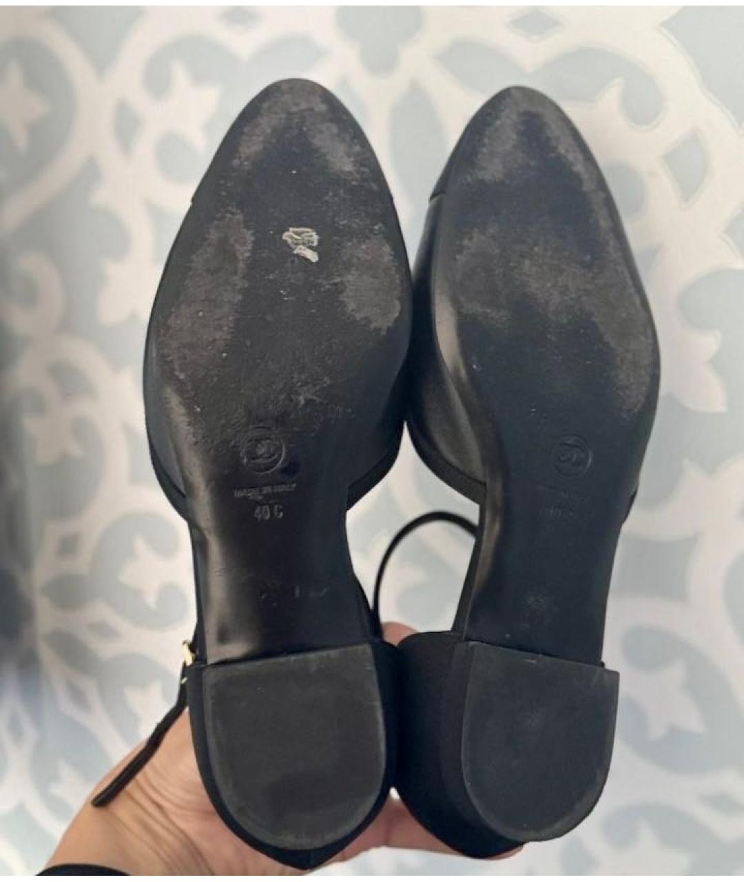 CHANEL Черные кожаные лодочки на низком каблуке, фото 6