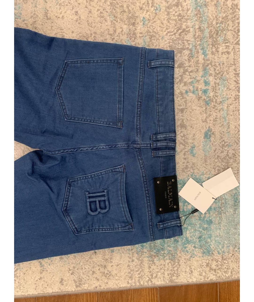 BALMAIN Синие хлопко-эластановые прямые джинсы, фото 2