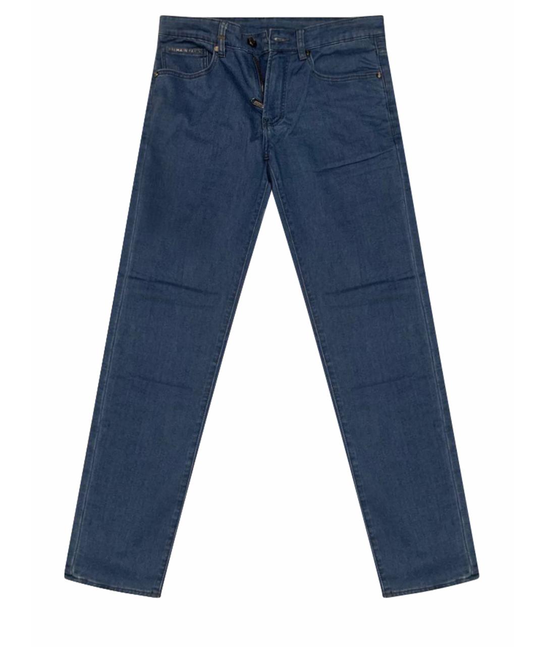 BALMAIN Синие хлопко-эластановые прямые джинсы, фото 1