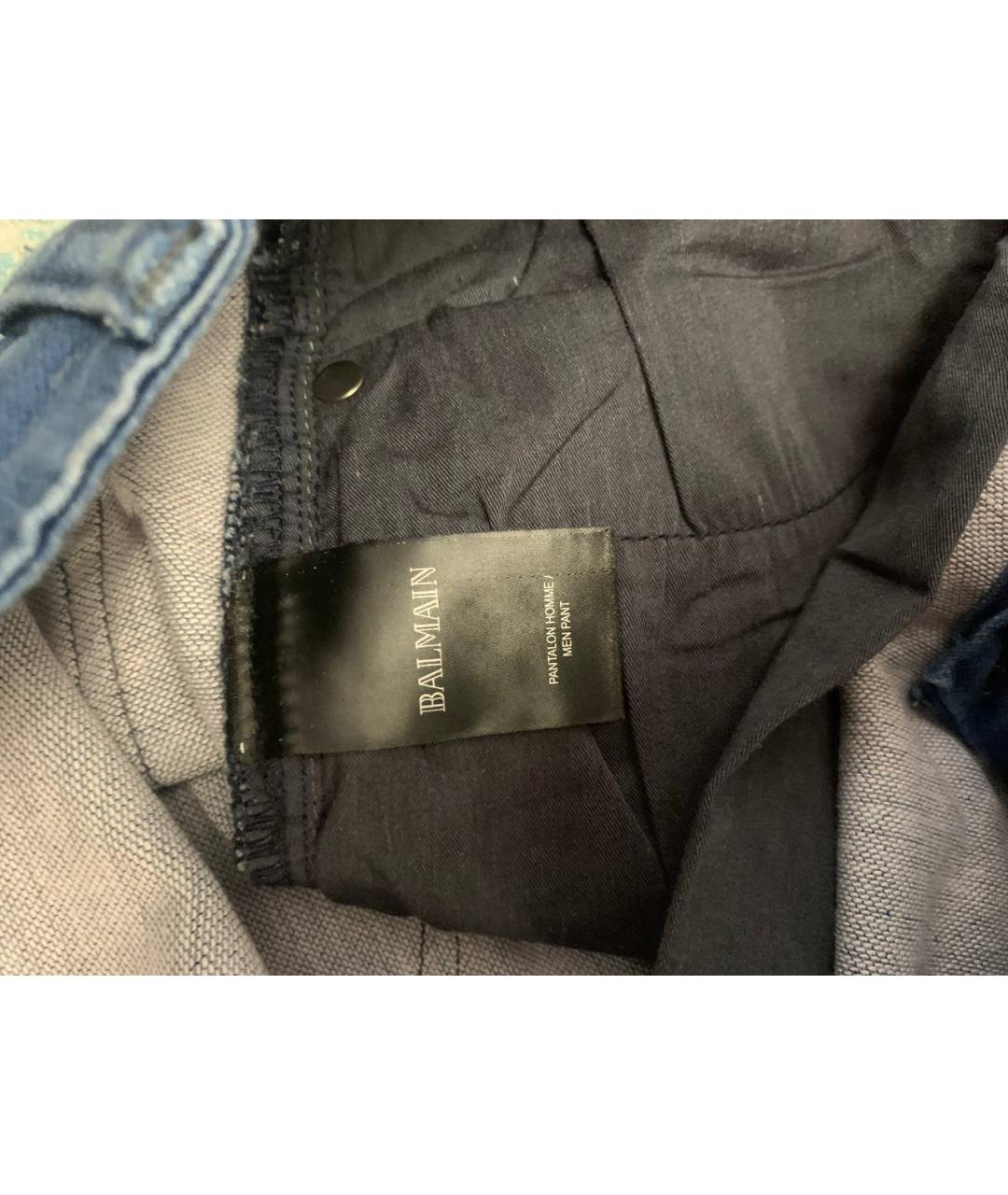 BALMAIN Синие хлопко-эластановые прямые джинсы, фото 4