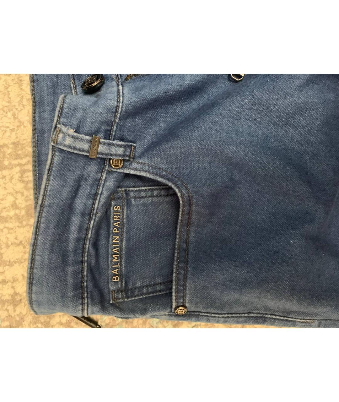 BALMAIN Синие хлопко-эластановые прямые джинсы, фото 3