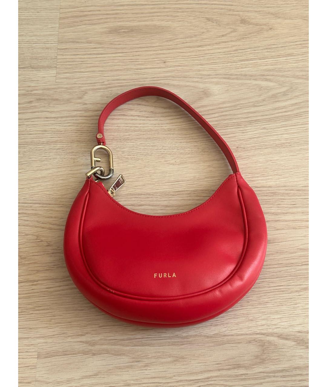 FURLA Розовая кожаная сумка с короткими ручками, фото 8