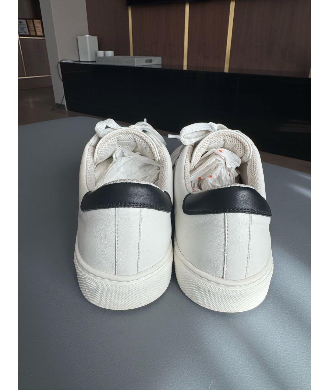 BOTTEGA VENETA Белые кожаные низкие кроссовки / кеды, фото 4
