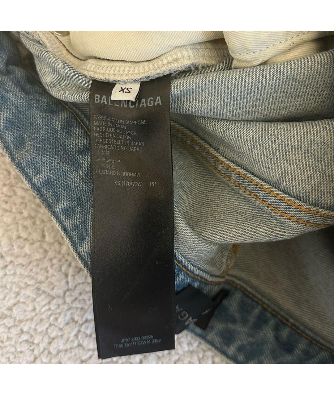 BALENCIAGA Темно-синие хлопковые прямые джинсы, фото 4