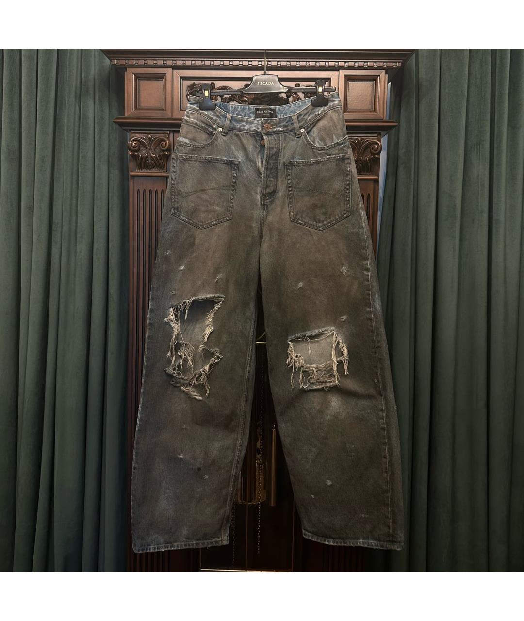 BALENCIAGA Темно-синие хлопковые прямые джинсы, фото 5