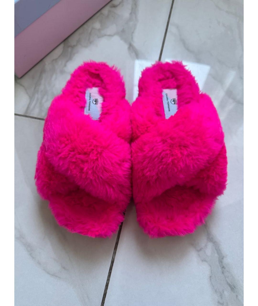 CHIARA FERRAGNI Розовые текстильные шлепанцы, фото 2