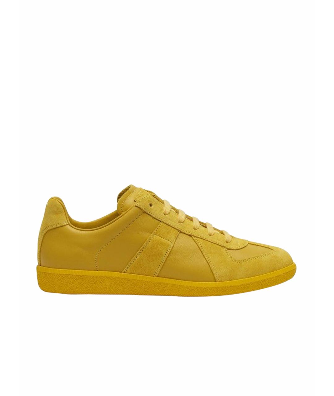 MAISON MARGIELA Желтые кожаные низкие кроссовки / кеды, фото 1