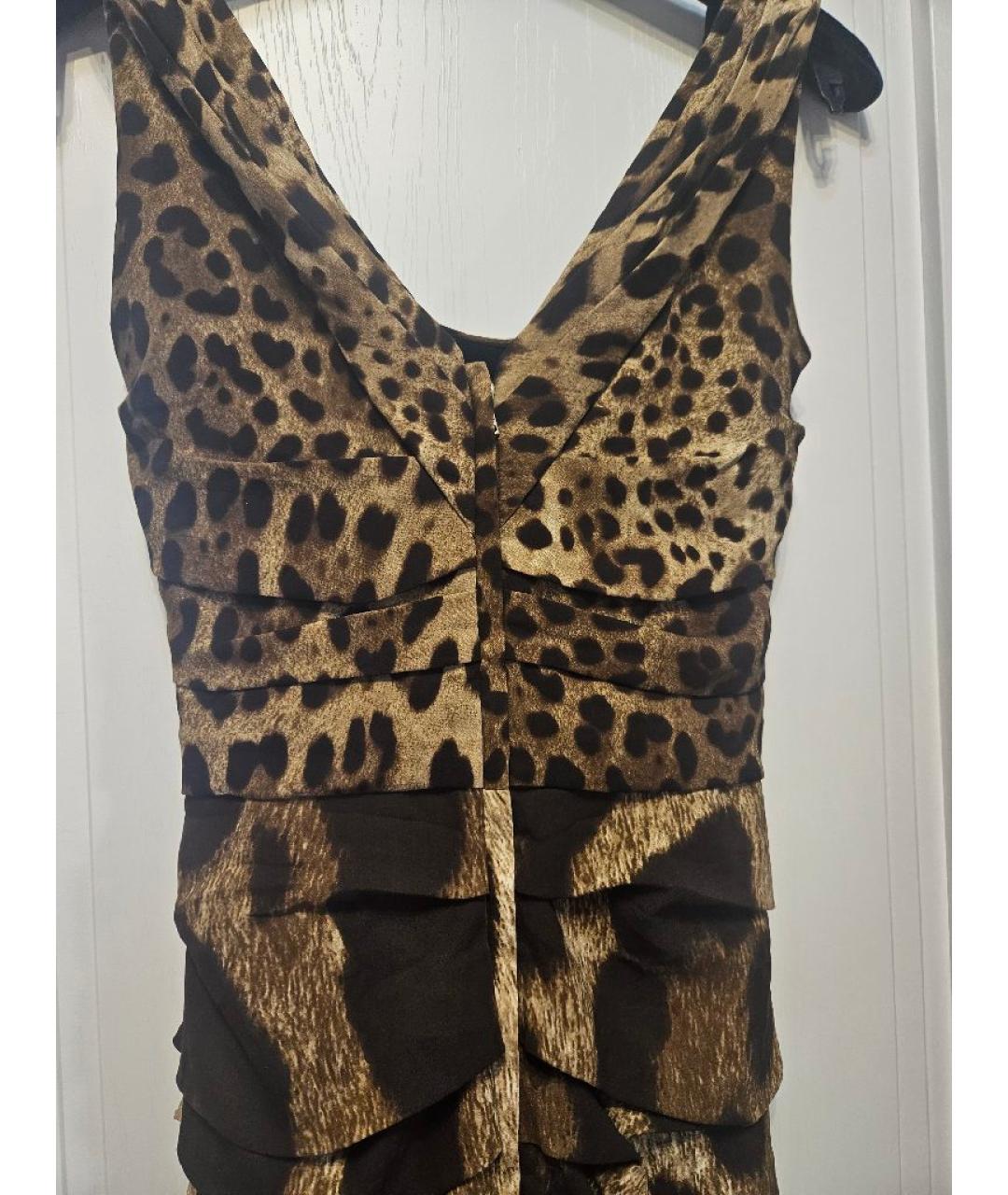 DOLCE&GABBANA Коричневое шелковое коктейльное платье, фото 2