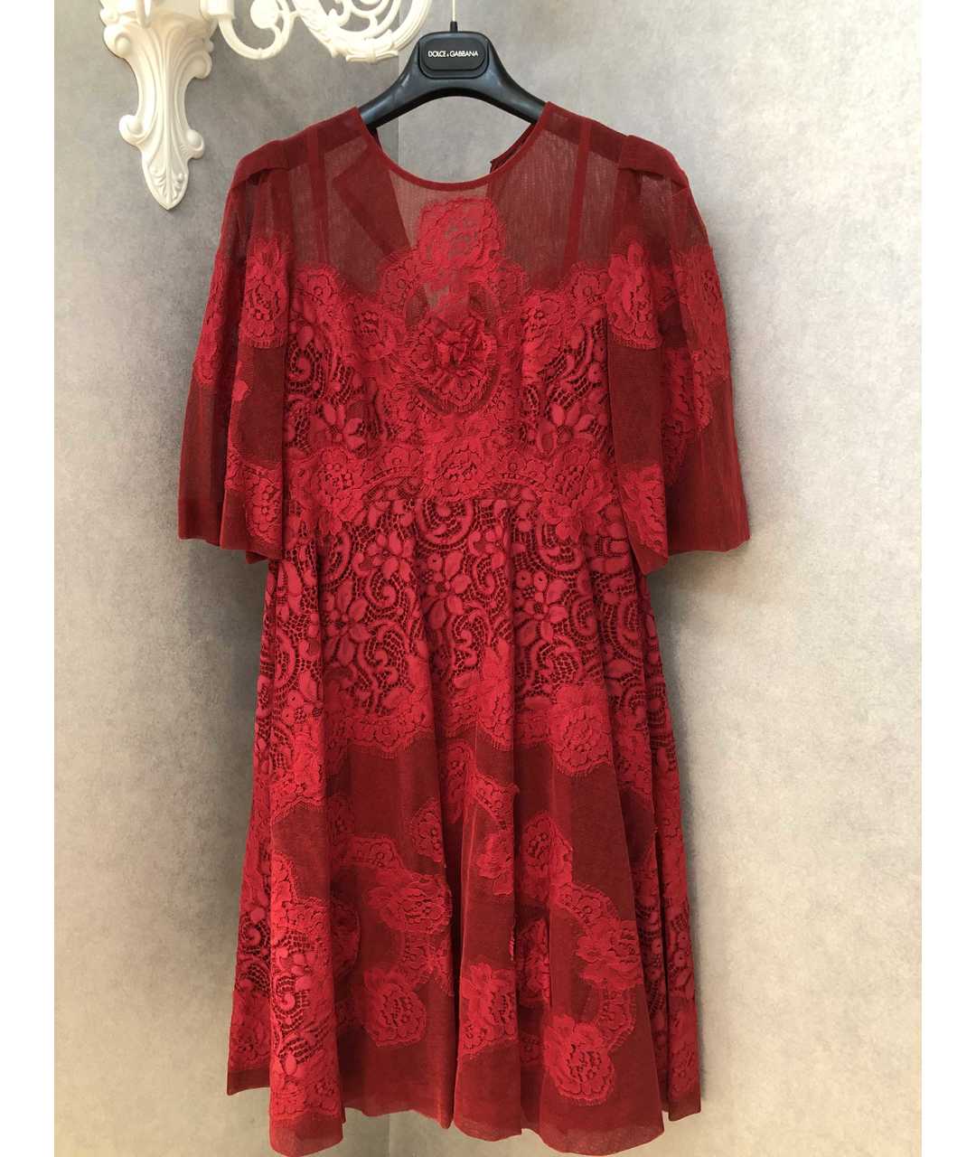 DOLCE&GABBANA Красное хлопко-эластановое коктейльное платье, фото 4