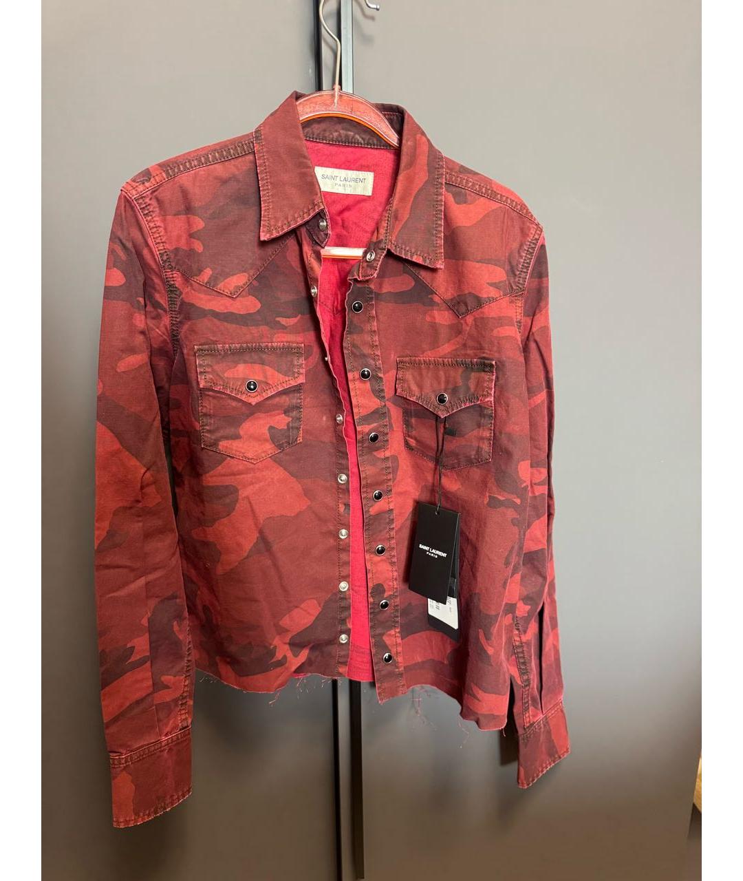 SAINT LAURENT Бордовая деним рубашка, фото 6