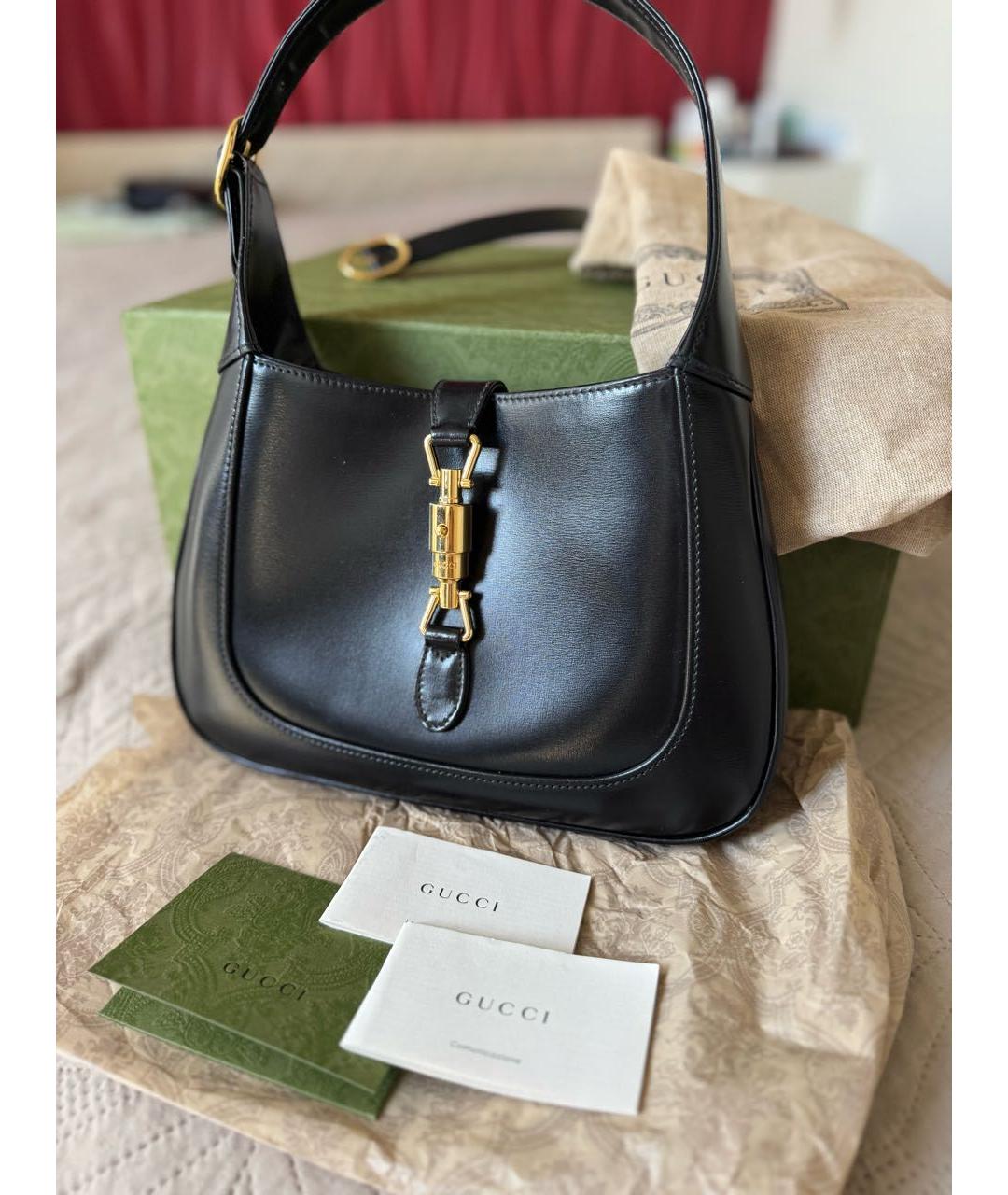 GUCCI Черная кожаная сумка с короткими ручками, фото 3