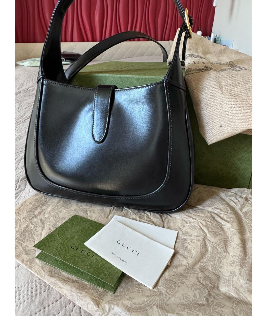 GUCCI Черная кожаная сумка с короткими ручками, фото 5