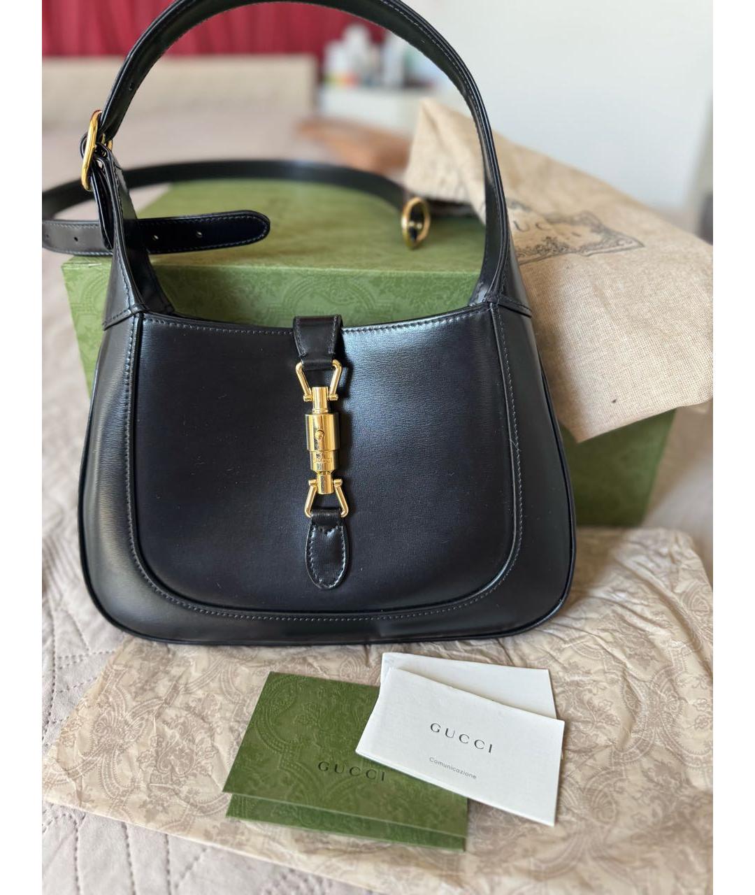 GUCCI Черная кожаная сумка с короткими ручками, фото 2