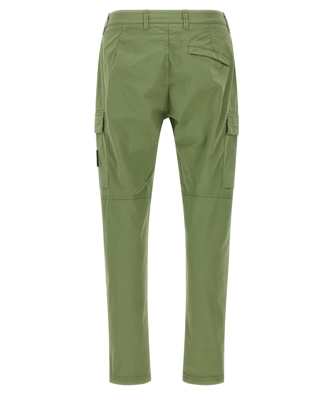 STONE ISLAND Зеленые хлопковые повседневные брюки, фото 2