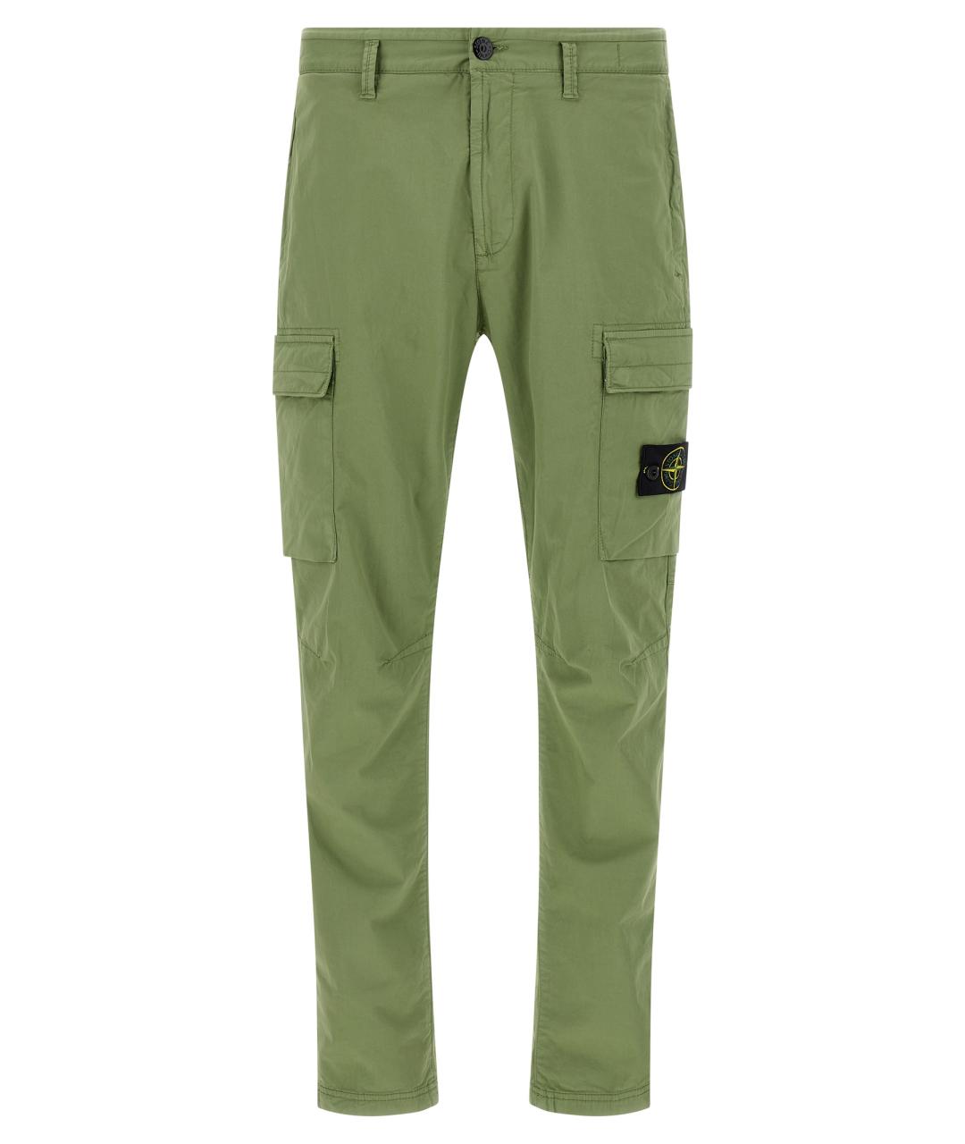 STONE ISLAND Зеленые хлопковые повседневные брюки, фото 1