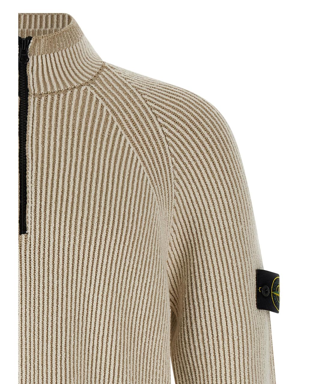 STONE ISLAND Бежевый шерстяной джемпер / свитер, фото 3