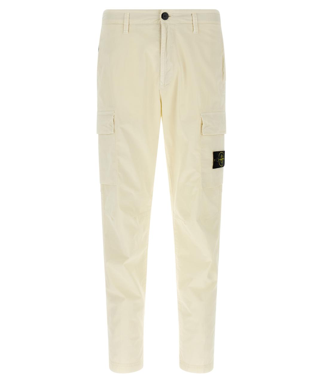 STONE ISLAND Бежевые хлопковые повседневные брюки, фото 1