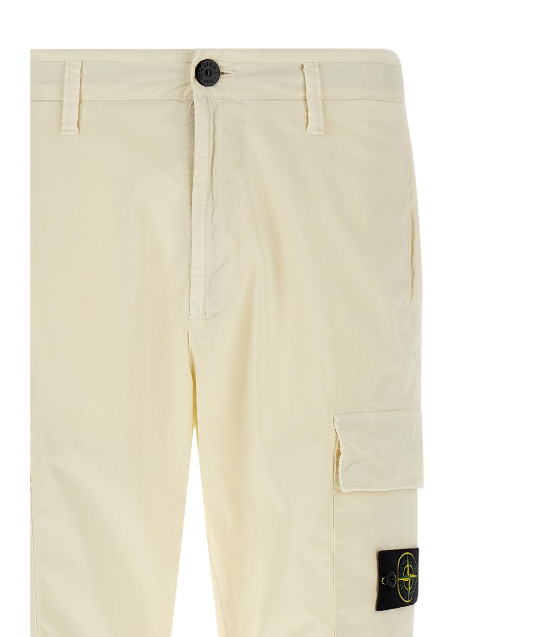 STONE ISLAND Бежевые хлопковые повседневные брюки, фото 3