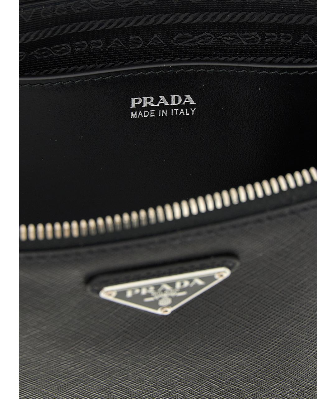 PRADA Черная кожаная барсетка, фото 4
