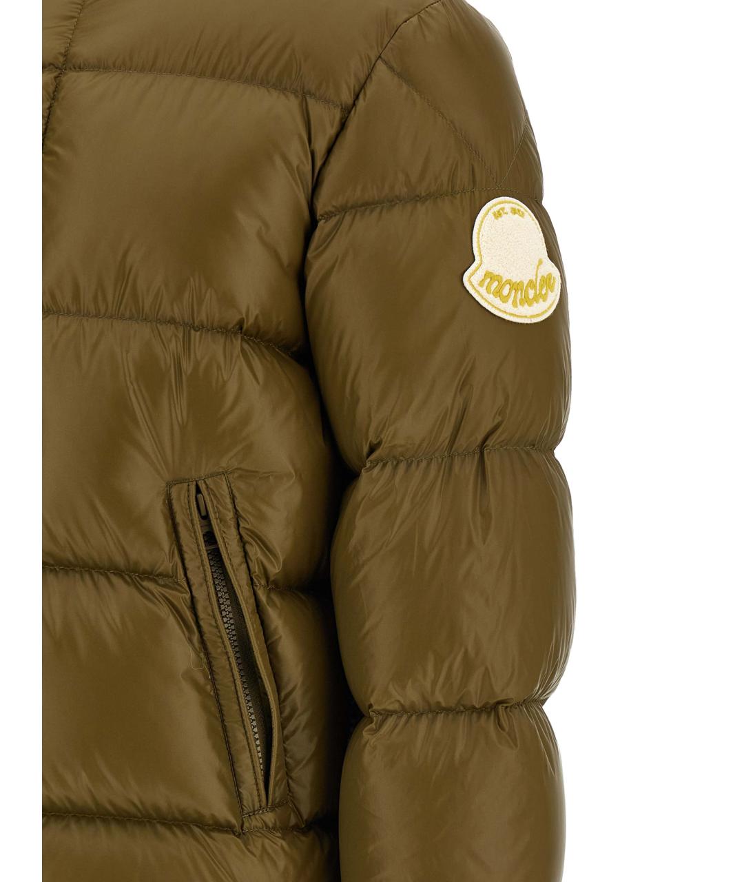 MONCLER Зеленый полиамидовый пуховик, фото 4