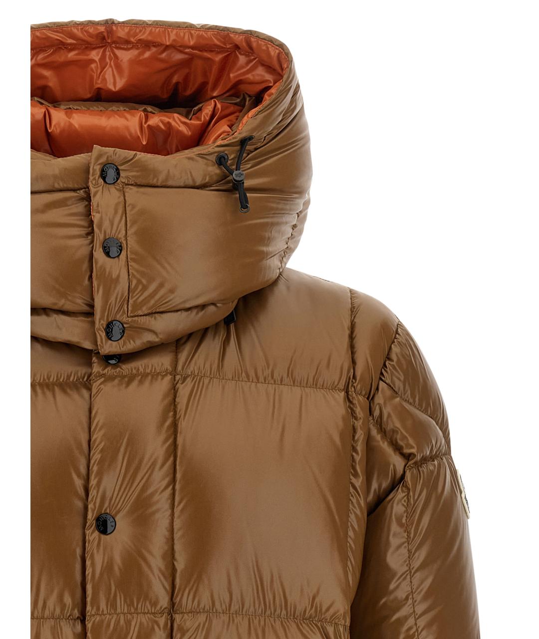 MONCLER Коричневый полиамидовый пуховик, фото 4