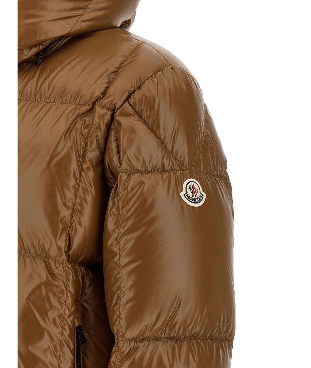MONCLER Коричневый полиамидовый пуховик, фото 5