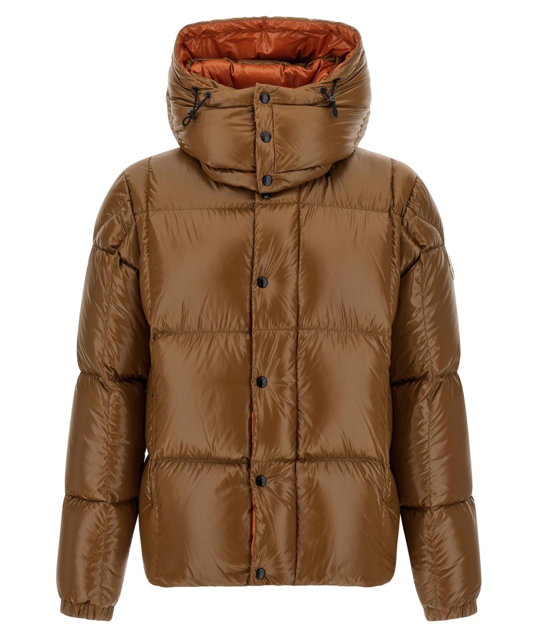 MONCLER Коричневый полиамидовый пуховик, фото 1
