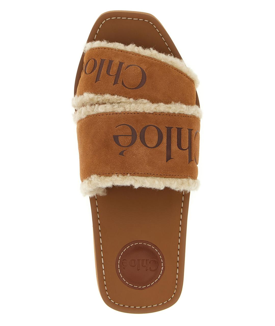 CHLOE Коричневые кожаные шлепанцы, фото 4