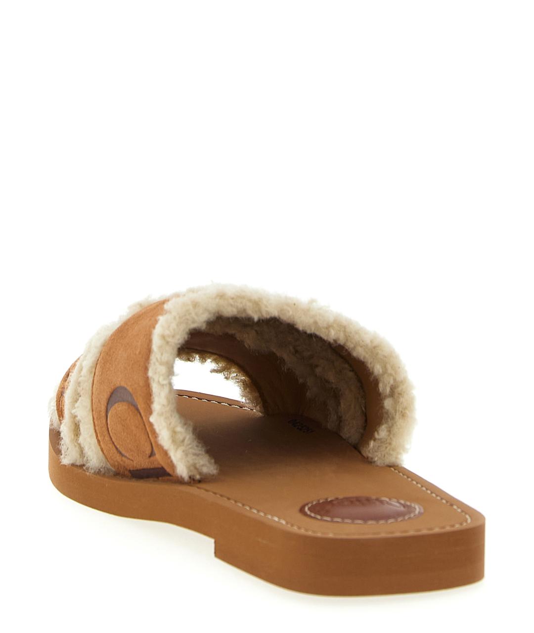 CHLOE Коричневые кожаные шлепанцы, фото 3