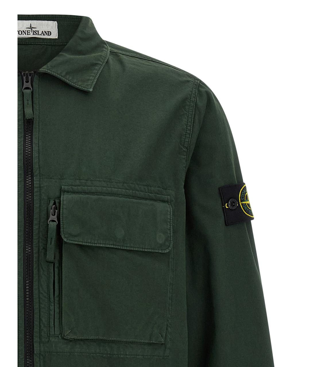 STONE ISLAND Зеленая хлопковая кэжуал рубашка, фото 3