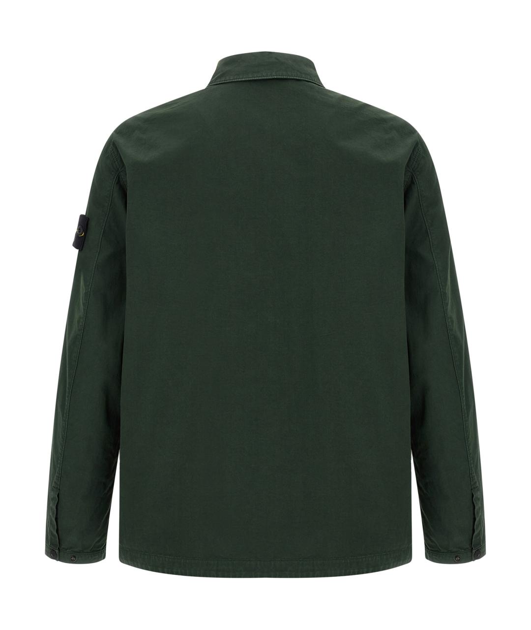 STONE ISLAND Зеленая хлопковая кэжуал рубашка, фото 2