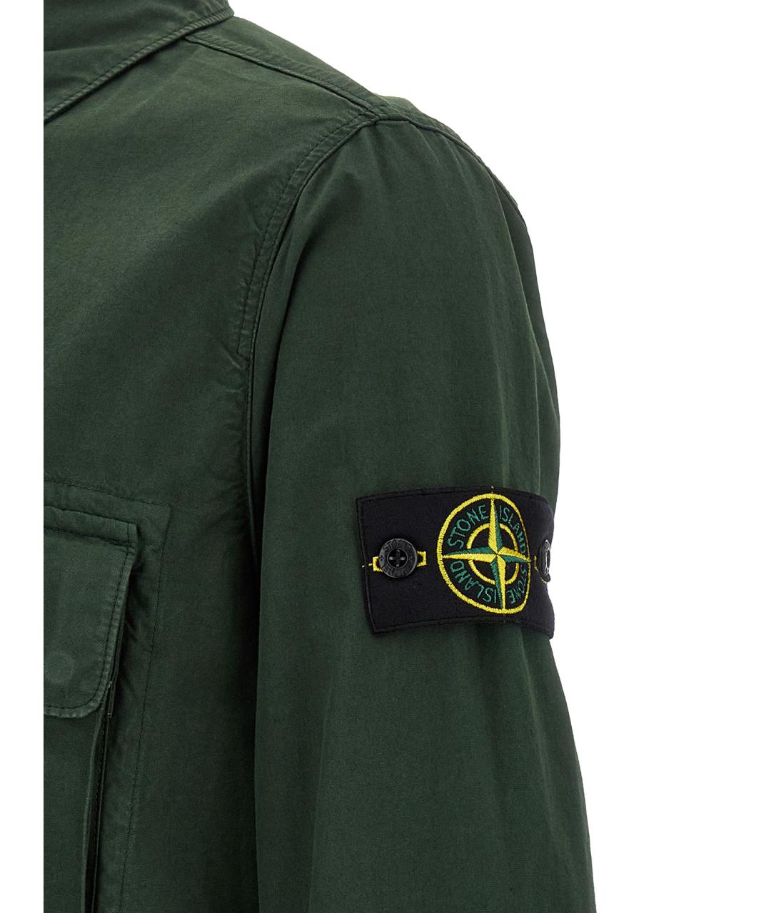 STONE ISLAND Зеленая хлопковая кэжуал рубашка, фото 4