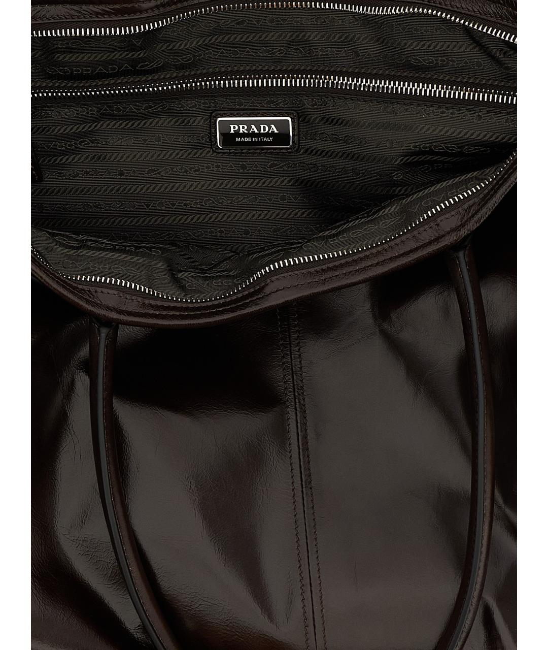 PRADA Коричневая кожаная сумка тоут, фото 4